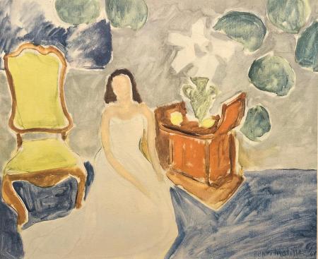 Art work by Henri Matisse Ragazza con abito bianco - print cardboard 